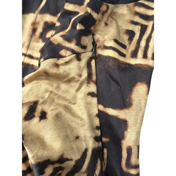 Donna Karan Womens Sleeveless Printed Tie-Front Shirt Dress Black Tan Size 12 - Picture 6 of 10